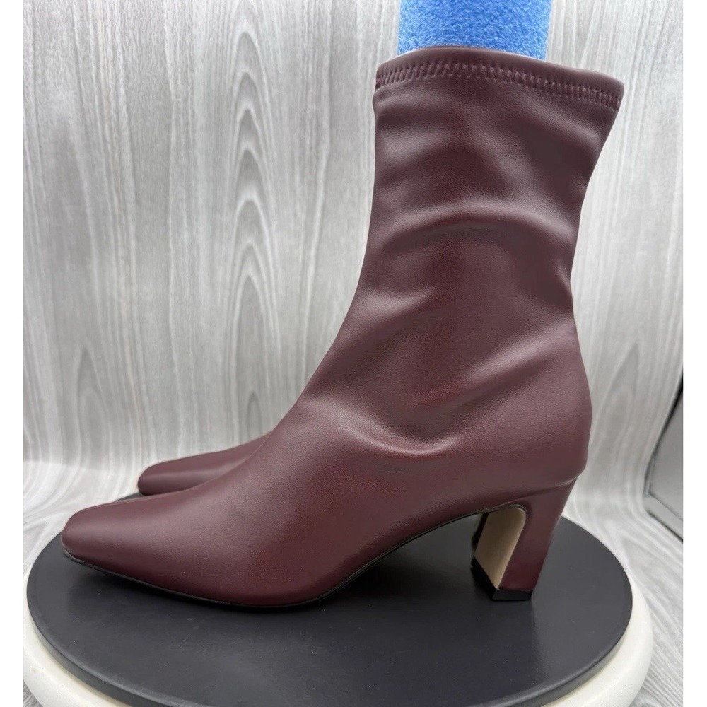 Steve Madden Willa Womens Size 8 M Burgundy Faux Leather Sock Bootie Ankle Boots
